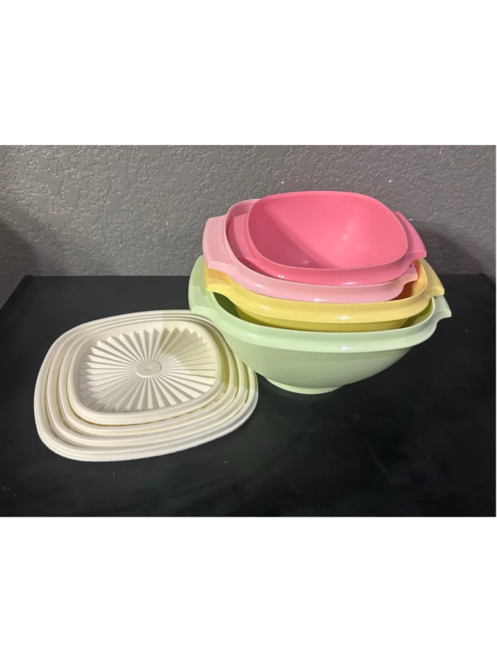 Tupperware pastel Kitchen Food Storage Bowl Set One Size Pink Yellow Green White